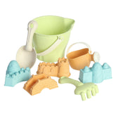 Eco-friendly small beach bucket set with tools, ideal for sustainable and imaginative beach play.